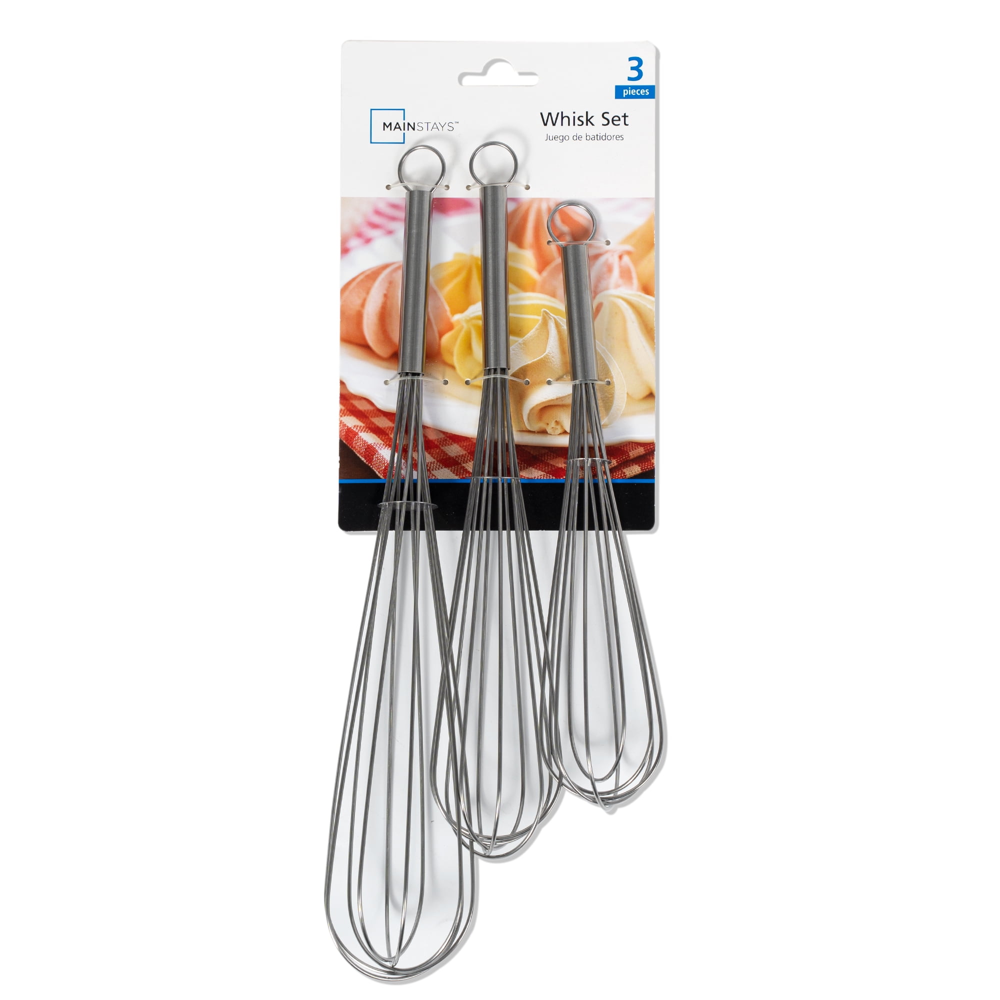 Happon 3 Pcs Large Small Metal Mini Whisk Sets, Stainless Steel