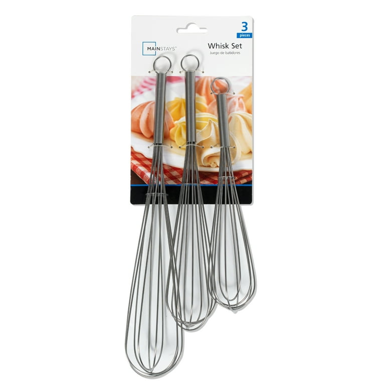 3 Pieces Stainless Steel Kitchen Flat Whisk Set 8 Inch, 10 Inch and 11.6  Inch Stainless Steel Flat Wire Egg Utensils Whisk 6 Wires Egg Mixing Whisk
