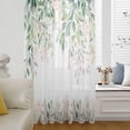 thumbnail image 6 of Green Botanical Sheer Curtains 63 Inches Long, Watercolor Floral Spring Eucalyptus Leaves Light Filering Curtains, Breathable Simi Curtain Privacy Drapes for Living Room Bedroom Window Treatment, 6 of 9