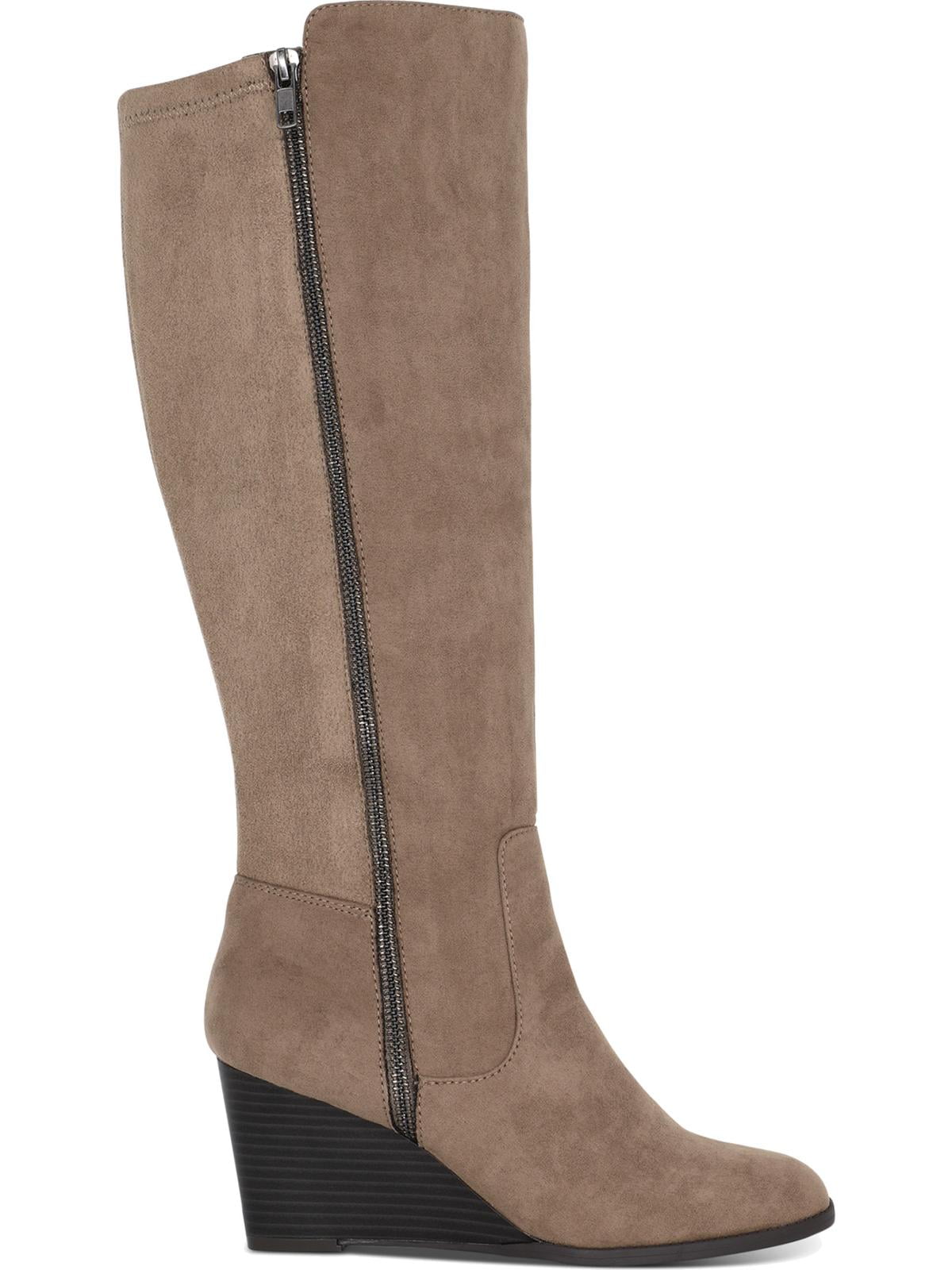 Style & Co. Womens Wynterr Wide Calf Tall Wedge Boots Taupe 8.5 Medium (B M)　並行輸入品 Style \u0026 Co. Womens Wynterr Faux Suede Tall Wedge Boots Taupe 10