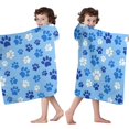 thumbnail image 4 of Blue Dog Paw Footprint Hooded Bath Towel，50"x30" for Ages 3 To 12 Kids, Quick Dry Lightweight Soft Microfiber Hood Beach Towel Cover Up for Kids, 4 of 7