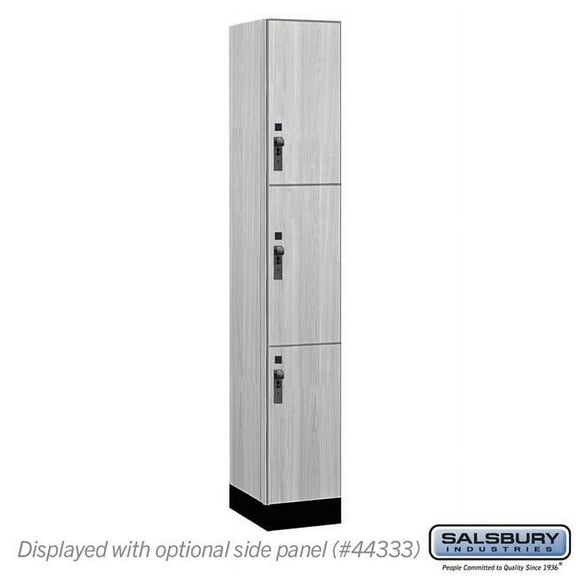 Salsbury Industries 43168ST 12 in. Wide Premier Wood Locker - Triple Tier - 1 Wide - 6 ft. High - 18 in. Deep - Silver Teak - Hasp