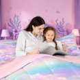 thumbnail image 4 of meiyoeat Pastel Cloud Star Twin Comforter Sets,Colorful Rainbow Pattern Bedding Set For Girl,Reversible,2 Pieces,1 Comforter and 1 Pillowcase, 4 of 7