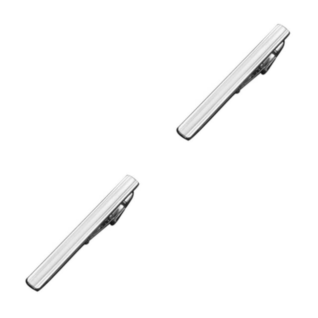 kurtrusly Pince à Cravate Formelle Simple en Métal Inoxydable Ton Argenté pour Hommes No.02 2Set