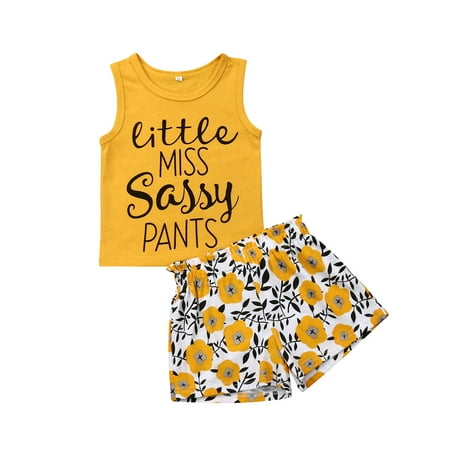 

Fanvereka Toddler Kid Baby Girls Sleeveless Letter T-Shirt Top Floral Shorts Pants 2Pcs