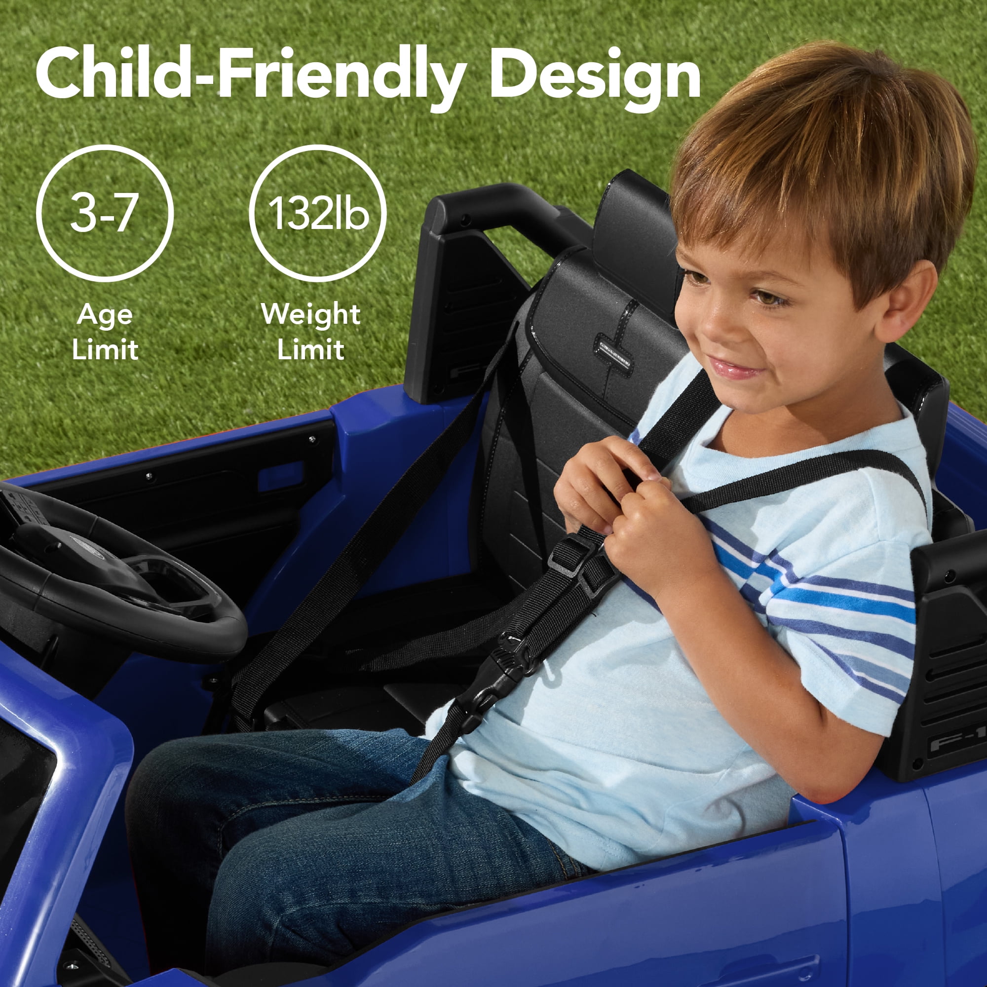 Best Choice Products Kids 24V Ride On Truck Officially Licensed Ford Lightning w/ Remote, LED Lights, 2 Speeds - Blue