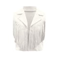 thumbnail image 4 of HXWCHs Women's Denim Western Vest Jacket with Velvet Fringed Sleeveless Bohemian Design L White, 4 of 6