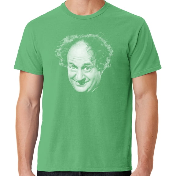 Mens Larry Fine Face Three 3 Stooges Tee Shirt, Medium Guacamole Green