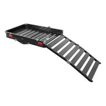 CURT 18112 50 x 30-1/2-Inch Black Aluminum Hitch Cargo Carrier with Ramp, 2-In Folding Shank