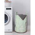 thumbnail image 3 of Botanical Laundry Bag, Continuous Abstract Flowers Illustration Print in Pastel Nature Tones, Basket with Handles Drawstring Closure for Laundromats, 13" x 19", Pale Sage Green White, by Ambesonne, 3 of 4