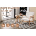 thumbnail image 4 of Mid Century Modern Accent Chair And Coffee Table Set In Beige And Natural Wood For Living Room Or Bedroom Lounge Spaces, 4 of 9