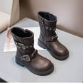 thumbnail image 3 of Eltusu Girls Winter Boots, Non Slip Mid-Calf Thermal Breathable Kids Shoes Black Size 3-12 T, 3 of 5