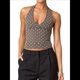 thumbnail image 3 of Tops Halter para Mujer, de Verano, con Escote en V Profundo, Sin Mangas, Color Negro, para Salir, Ropa Y2K Marrón L, 3 of 8