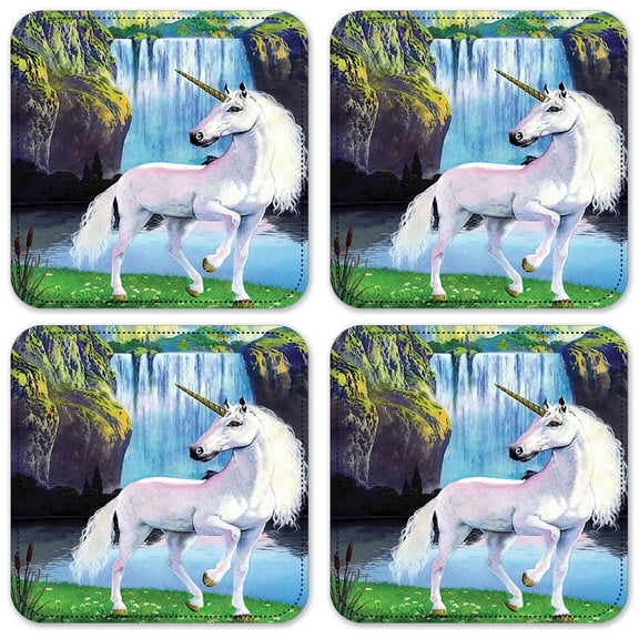 Vinyl Drink Coasters - Set of 4 - Unicorn