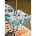 thumbnail image 2 of Outdoor Tablecloth with Umbrella Hole for Patio/Picnic/Party/Camping, Green Pink Monstera Leaves Waterproof Table Cloth Square Cover Washable, Summer Botanical Grey Plaid (60"x 60"), 2 of 9
