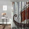 thumbnail image 2 of Orinice  Sailboat Pattern Shower Curtain Sets Viking Scandinavian Abstract Wave Bathroom Sets with Non-Slip Rugs, Toilet Lid Cover and Bath Mat with Standard Size 60x72, 2 of 7