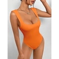 thumbnail image 6 of Orange Square Neck Sleeveless Bodysuit - Petite Fit Women, 6 of 7