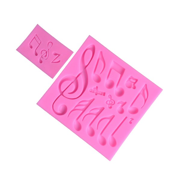 WORGEOUS  2 Pcs Cake Decorating Kit Musical Note Chocolate Mold Notes Pink