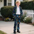 thumbnail image 6 of Whosucclay Cute Cartoon Dinosaur Print Boys Suit Set, Polyester Cloth Adjustable Elastic Waist Blazer Pants Set for School School Ceremony, 2 Piece Formal Wear Outfit, 6 of 10