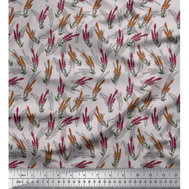 Soimoi Rayon Fabric Lavender Floral Printed Craft Fabric by The Yard 56 Inch Wide