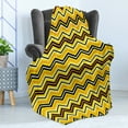 thumbnail image 4 of Yellow Chevron Soft Flannel Fleece Throw Blanket, Horizontal Zigzag Stripes in Vibrant Colors Modern Graphic, Cozy Plush for Indoor and Outdoor Use, 70" x 90", Yellow Orange Black, by Ambesonne, 4 of 5