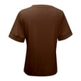 thumbnail image 4 of MIXUE Womens Summer Tops Summer Solid Color Crew Neck Short Sleeve Casual Pullover Tshirts Activewear,Brown,XXL, 4 of 4