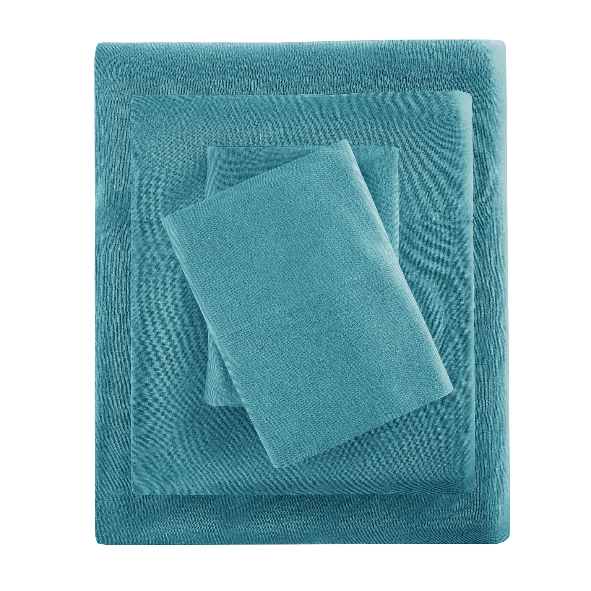 Comfort Classics All Season Cotton Blend Jersey Knit 4 Piece Teal Sheet Set, Full