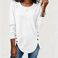 thumbnail image 2 of Zysthvn Casual Ladies Sweatshirts Pullover Winter Lightweight Sweatshirts for Women Long Sleeve Loose Fit Crewneck Solid Tops, 2 of 8