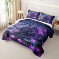 thumbnail image 3 of meiyoeat Mystic Purple Forest Dragon Twin Quilt Set for Men Women, Glitter Print Lotus Twin Coverlet Set, Purple, 2pcs, 3 of 7