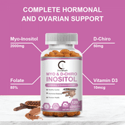 Myo-Inositol & D-Chiro Inositol - Most Beneficial 40:1 Ratio -Hormonal Balance & Healthy Ovarian Function Support for Women - 120 Capsules