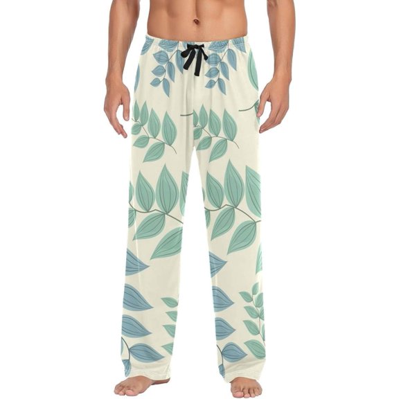 Tropical Palm Leaves Ghost Pajama Pants, Men's Lounge Pants Light with Drawstring and Pockets, Christmas New Year Birthday Father's Day Gifts