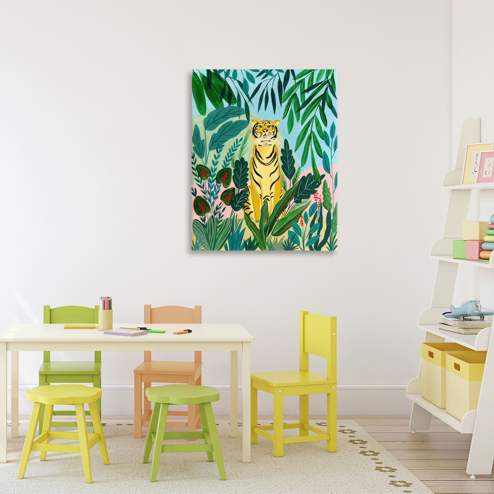 Stoic Tiger Tropical Forest Canvas Wall Art, design by Nabeela Rumi