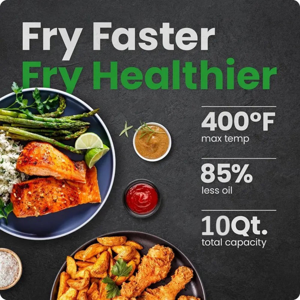Air Fryer, 10QT Air Fryer Oven Oilless Cooker with Digital LED Touch Screen, 8 Preset Cookings, Dishwasher-Safe Basket