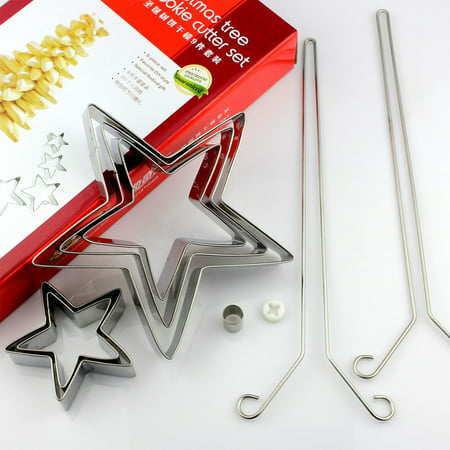 3D Biscuit Cake Mold Stainless Steel Star Christmas Tree Cookie Cutter Set Pack of