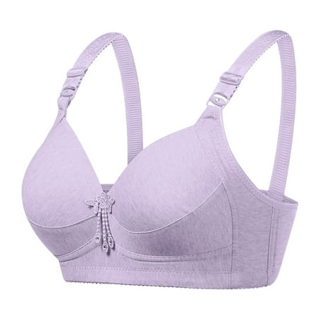 OJSFQUFP Plunge Bras for Women Purple Women s Comfortable and Sexy New Middle and Old Age No Steel Ring Large Cotton Sports Comfortable Bra 40