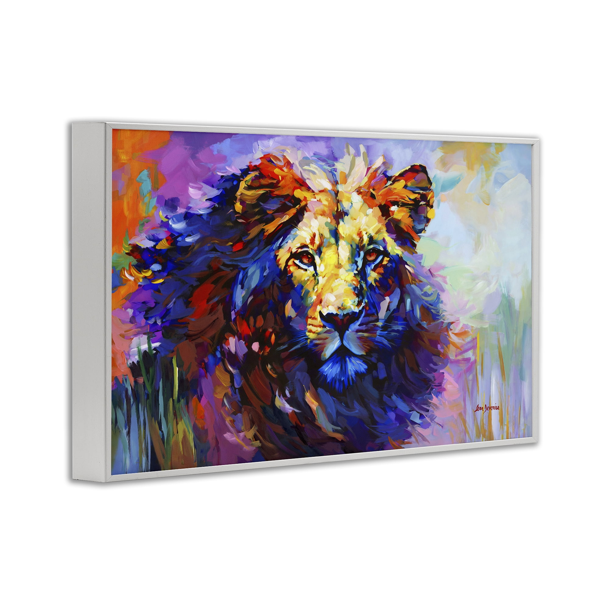 Stupell Industries Paint Strokes Lion Animals & Insects Painting White Framed Art Print Wall Art, 30 x 20
