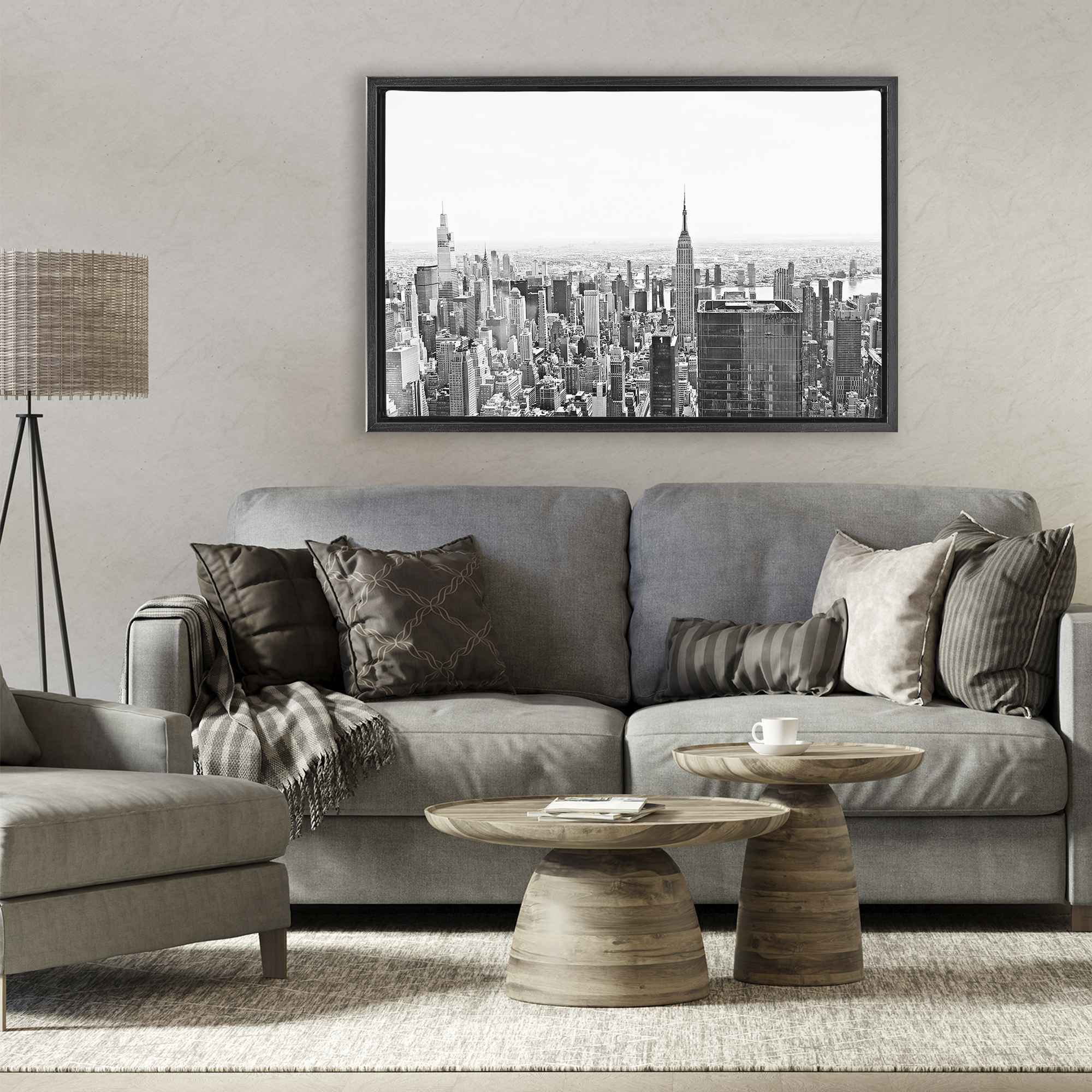 Stupell Industries New York City Scape View Black Framed Floater Canvas Wall Art, design by Kali Wilson