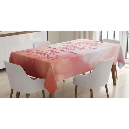 

Valentines Day Tablecloth Pink Decor My Love Deep as the Ocean Romantic For Her with Star Hearts Arrow Rectangular Table Cover for Dining Room Kitchen 60 X 90 Inches Pink Coral by Ambesonne