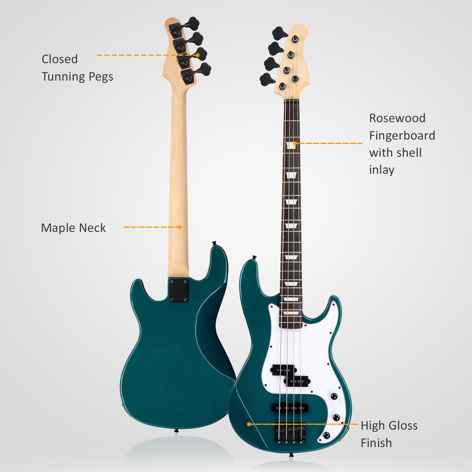 Ktaxon 46in Full-Size Electric Bass Guitar Kit with 20W Amp, Bag for Beginners and Musicians, Blue