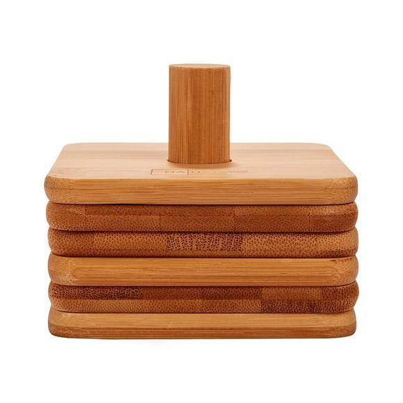 Porta vasos Mainstays Bambú Cuadrados con Base 6 Piezas