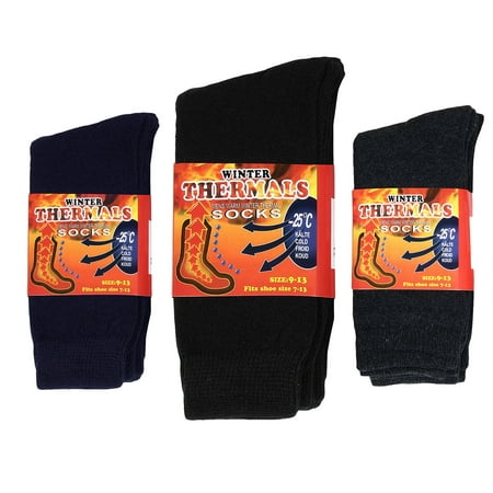 Falari 6-Pack Men's Winter Thermal Socks Ultra Warm Best For Cold Weather Out Door Activities (Best Socks For Wicking Away Moisture)