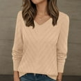 thumbnail image 2 of EDFBUYKRS Women Tops Fall Casual Long Sleeve Loose Fit Tunic Tops V Neck Lace Blouses Comfy Soild Color Tshirts Size M, 2 of 9