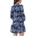 thumbnail image 3 of Women's Summer Dresses 2025 Floral Tie V Neck Semi Sheer Long Sleeve Layered Tiered Chiffon Mini Dress L Dark Blue Floral, 3 of 6