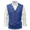 thumbnail image 1 of Chaleco de lana con cuello en V y hebilla para hombre - Color liso, sin cuello, ideal para citas o trabajo - Para todas las estaciones (M-XXXL), 1 of 8