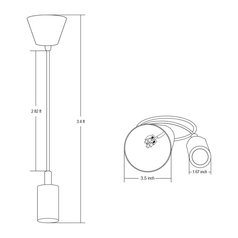 UL-listed Single Socket Pendant Light Fixture, Fabric Insulating Lamp Cord, Blue