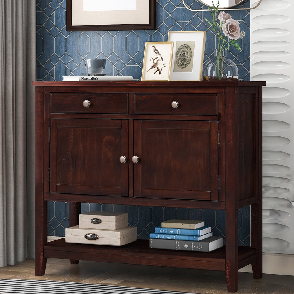 Console Table with Storage, Mid-Century Sideboard Buffet Cabinet