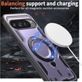thumbnail image 5 of KOMI Magnetic Case for Google Pixel 9A with Rotatable Ring Holder [Compatible with MagSafe] Military Shockproof Kickstand Protective Case for Google Pixel 9A, Purple, 5 of 5