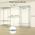 thumbnail image 6 of E1 Heavy Duty Closet Garment Rack, 6 Tiers Adjustable Metal Freestanding Expandable Clothing Storage with 4 Hanger Rods, Easy to Assemble Wardrobe, 71.4" H x (70" - 88.2") L x 14" D, Chrome, 6 of 14