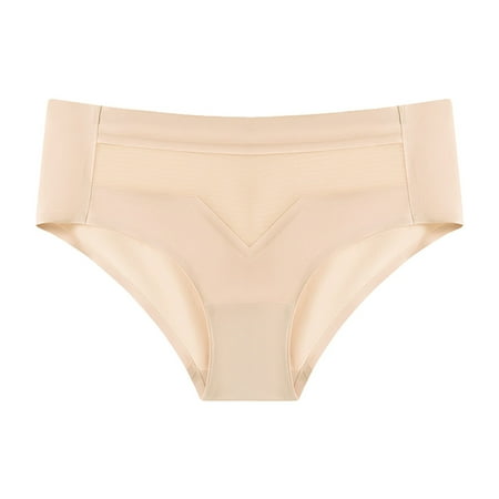 Icvfdpl Womens Panties Mid Waist Quick Drying Ice Silk Thin Non Marking Ice Silk S Ice Silk Leisure Relaxed Fit Women Underwear Briefs Beige L