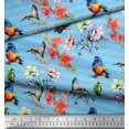 thumbnail image 2 of Soimoi Rayon Fabric Stripe,Birds & Anemone Floral Decor Fabric Printed Yard 56 Inch Wide, 2 of 3